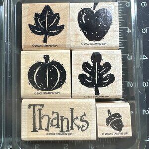 Stampin Up! 2002 Fall Fun Autumn Themed Rubber Wooden Stamp Set